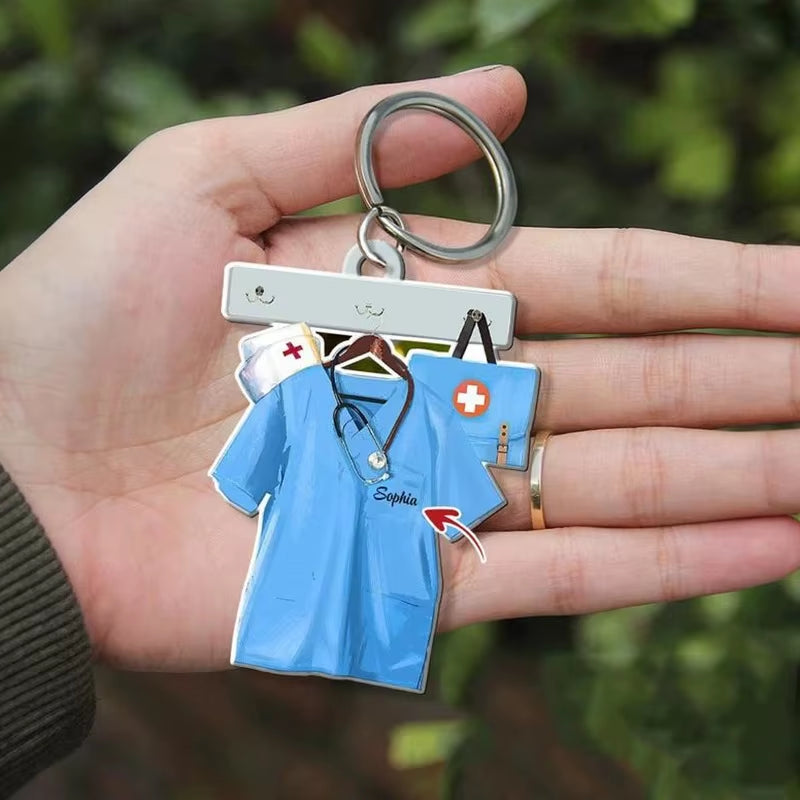 Car Pendant Hanging Flat Doctor Nurse Uniform Pendant Creative Key Ring Home Decor Party Birthday Gift Car Interior Accessories