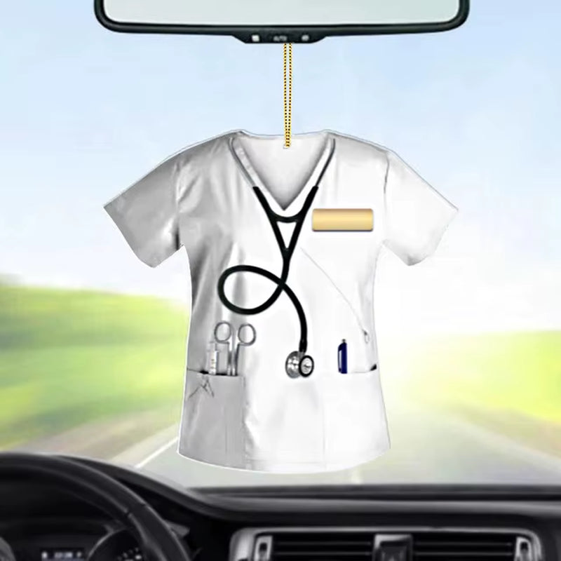 Car Pendant Hanging Flat Doctor Nurse Uniform Pendant Creative Key Ring Home Decor Party Birthday Gift Car Interior Accessories