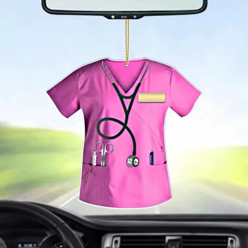 Car Pendant Hanging Flat Doctor Nurse Uniform Pendant Creative Key Ring Home Decor Party Birthday Gift Car Interior Accessories
