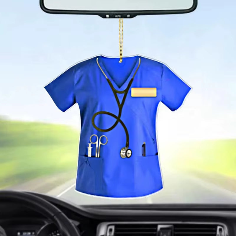 Car Pendant Hanging Flat Doctor Nurse Uniform Pendant Creative Key Ring Home Decor Party Birthday Gift Car Interior Accessories