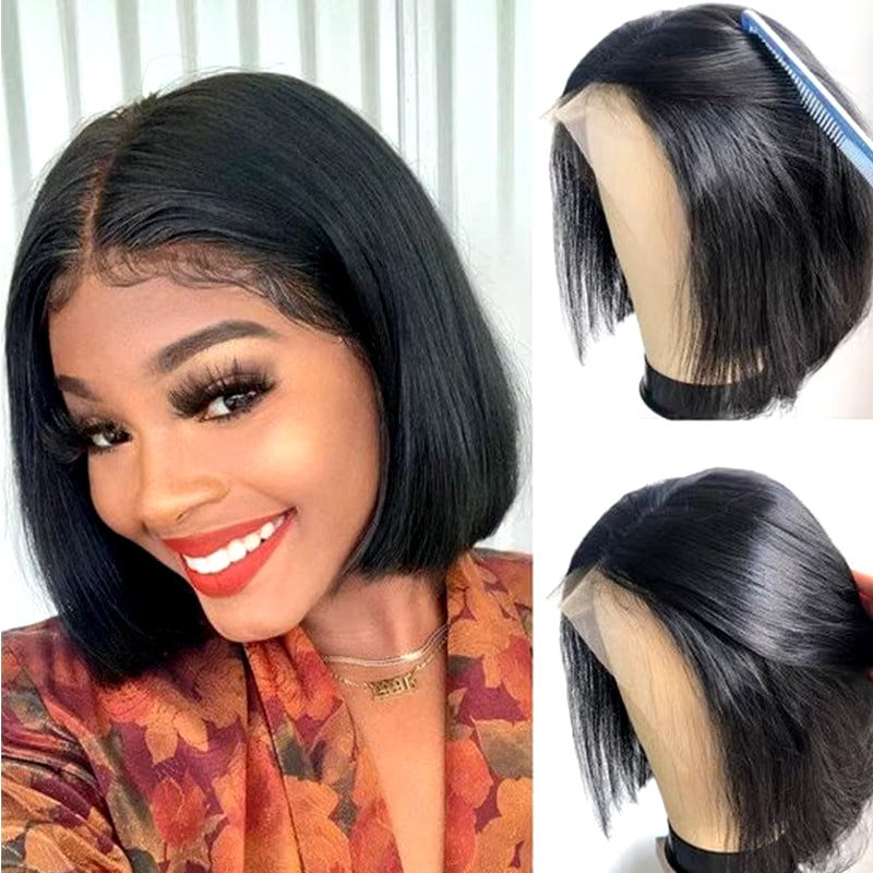 Hot Sale Short BOB Wig T Part Side Part Bob Wigs Lace Frontal Cuticle Aligned Pre Plucked Brazilian Human Hair for Black Women