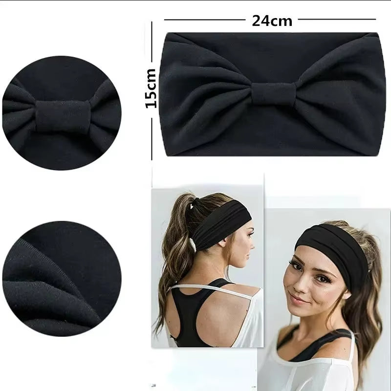 Head Band Women Hair Accessories Solid Wide Headband Bowknot Turbans Wash Face Make-Up Hair Band Sports Running Yoga Headbands