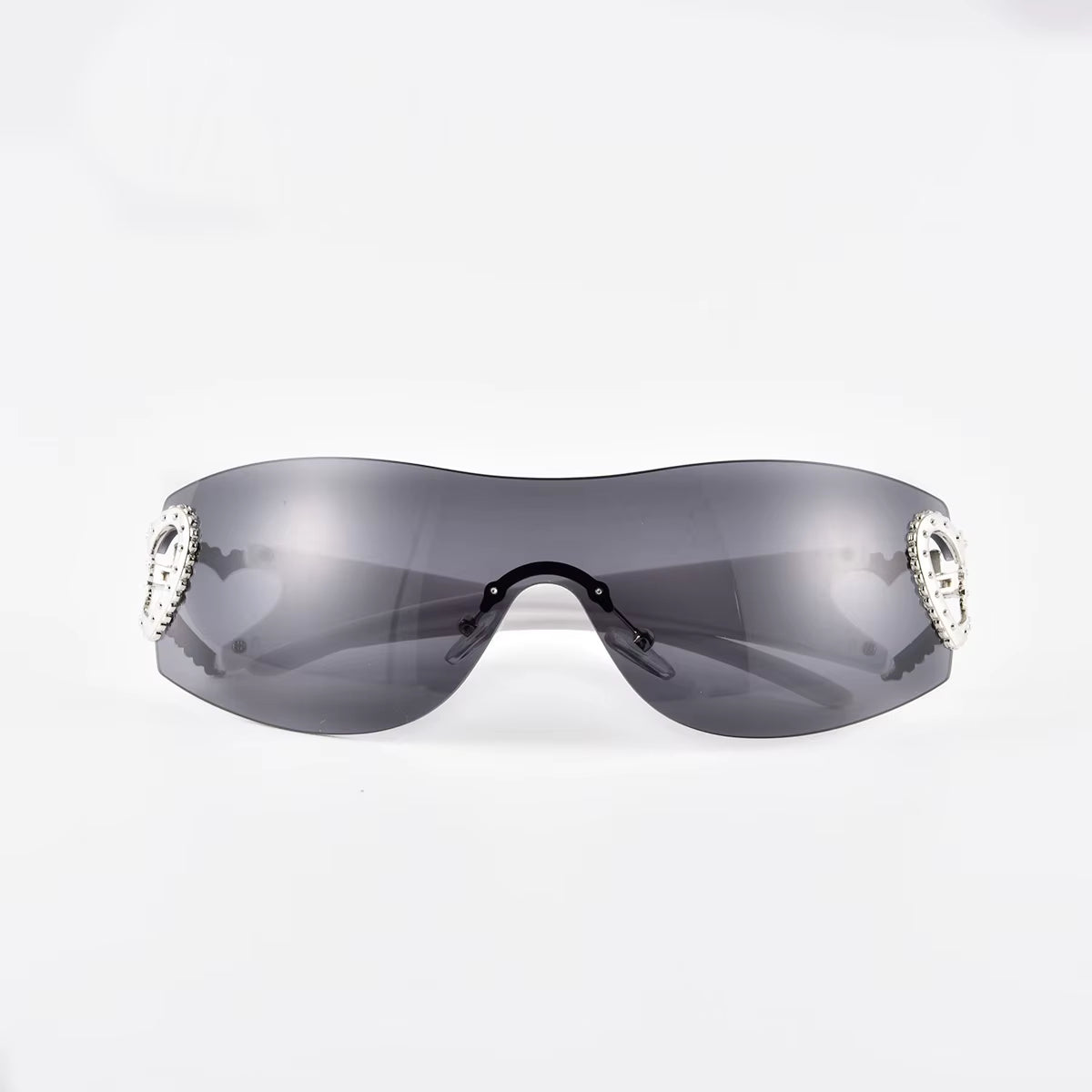 Y2K Punk Double Heart Gradient Sunglasses Rimless Futuristic Women Men Sun Glasses Outdoor Driving Party Eyewear 2024