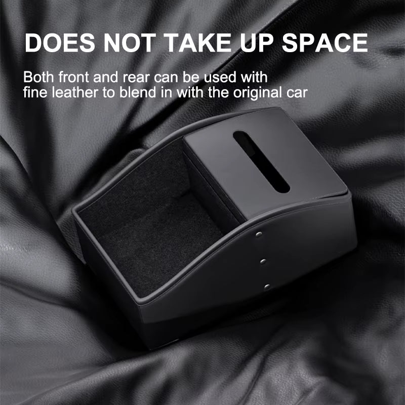 Car Arm Rest Storage Box Nappa Leather Armrest Organizer with Tissue Holder Universal Auto Center Console Extension Box