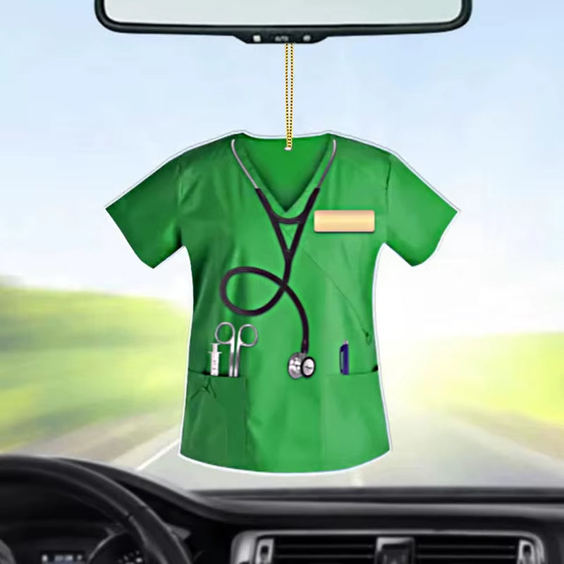 Car Pendant Hanging Flat Doctor Nurse Uniform Pendant Creative Key Ring Home Decor Party Birthday Gift Car Interior Accessories