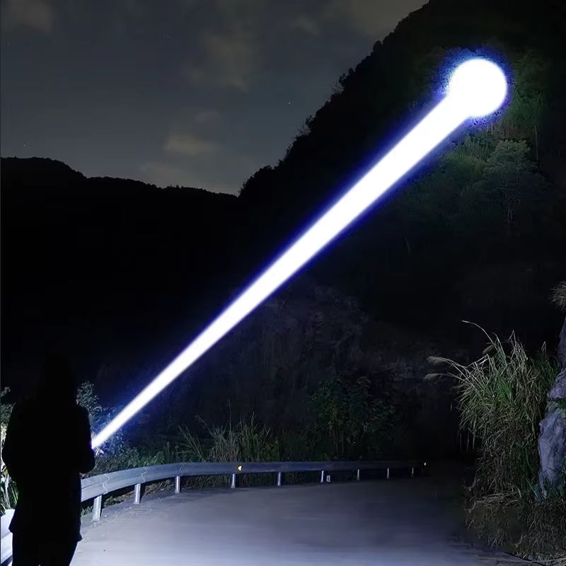 Powerful 500W Led Flashlight Telescopic Zoom 5000 Meters Rechargeable Flashlight Waterproof Torch Tactical Lantern as Power Bank