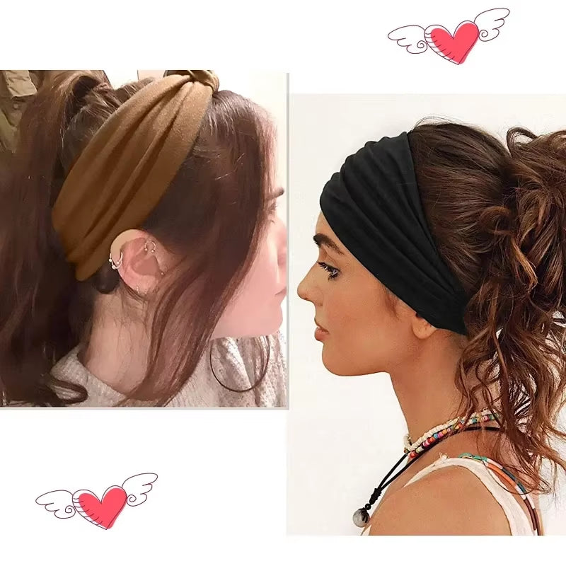 Head Band Women Hair Accessories Solid Wide Headband Bowknot Turbans Wash Face Make-Up Hair Band Sports Running Yoga Headbands
