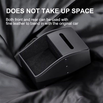 Car Arm Rest Storage Box Nappa Leather Armrest Organizer with Tissue Holder Universal Auto Center Console Extension Box