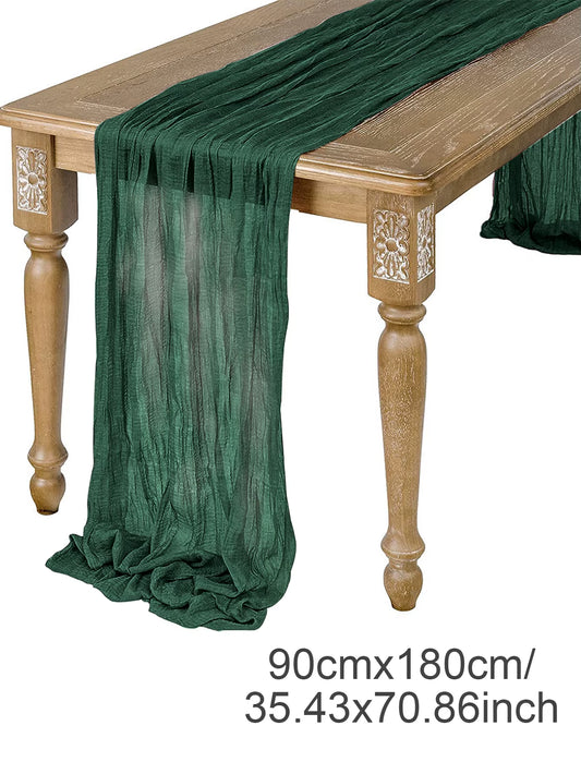 Semi-Sheer Gauze Table Runner Sage Cheesecloth Table Setting Dining Vintage Wedding Party Christmas Banquets Arches Cake Decor
