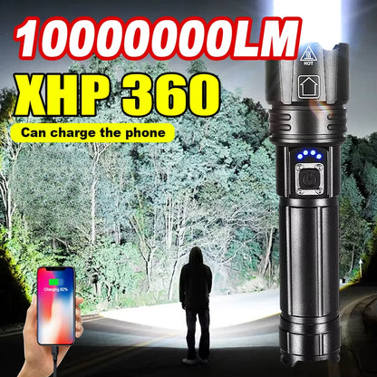 Powerful 500W Led Flashlight Telescopic Zoom 5000 Meters Rechargeable Flashlight Waterproof Torch Tactical Lantern as Power Bank